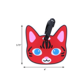 Animal Luggage Tag Cute Suitcase Label (Red Cat)