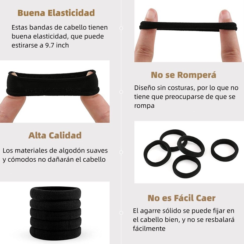 100 Pcs Ligas para Cabello Elásticas, Donas para el Cabello