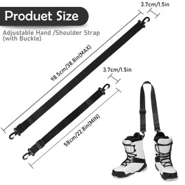 Ski and Boot Carrier Straps, Adjustable Shoulder Sling Leash, Roller Skate Leash for Skiing, Snowboarding, Ice Skates