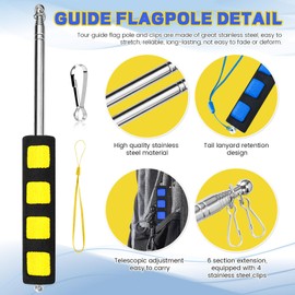 2 Pcs 4 Ft Telescopic Handheld Flagpoles with Clips, Portable Telescoping Handheld Flagpole, Stainless Steel Tour Guide Flag Pole Collapsible, Telescopic Banner Pole, Teaching Pointer Stick (2 colors)
