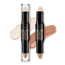 YBUETE 2-in-1 Cream Highlighter Contour Stick, Bronzer Face Contouring Stick, Cream Face Highlight Stick, Waterproof & Long-Lasting Concealer Brighten Face Makeup for Women Girls