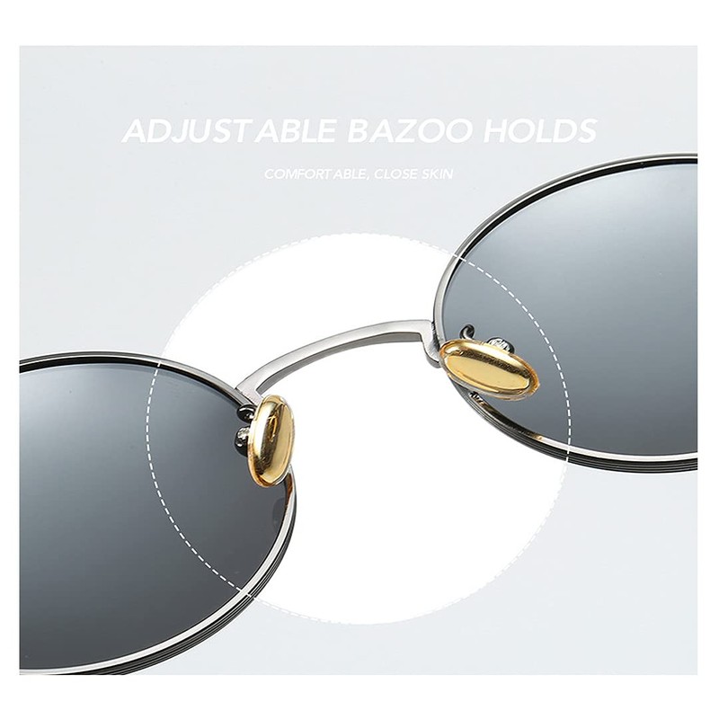BOUACOUA Retro Steampunk Style Sunglasses Round Metal Frame Sunglasses for