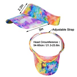 Marrywindix 1 Piece of Tie Dye Colorful Sport Wear Athletic Visor Sun Sports Visor Hat Visor Adjustable Cap for Women and Men (Tie Dye Multicolor)