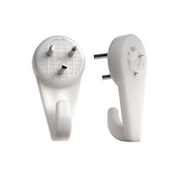 Bulk Hardware Medium 30mm (1.3/16 inch) White Nylon Non-Trace Hardwall Drywall Picture Hanger Hook - Pack of 50
