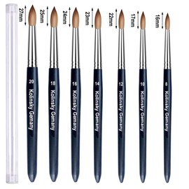 PCAORLEORS kolinsky Brush Acrylic Nails with Pure Mink Nylon Hair and Wood Black Handle, Round Gel for Applying Acrylic Size #8, 10, 12, 14, 16, 18, 20 (#12)