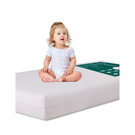 BABELIO Crib Mattress Memory Foam Toddler Mattress 2-Stage Standard Size Baby Mattress with Removable Waterproof Cover Grey