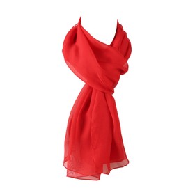 World of Shawls Chiffon Scarves Wraps for Wedding Party Special Occasions Women Plain Neck Scarf Soft Headwrap Girls Headscarf Sheer Wrap (Red)