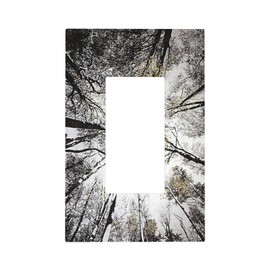 Nature Forest Grey Tree Single Rocker Light Switch Cover 1-Gang Rocker Decorative Wall Plates Cover Black White Gray Gold Leaf GFCI Electrical Switchplate Faceplate for Home Decor