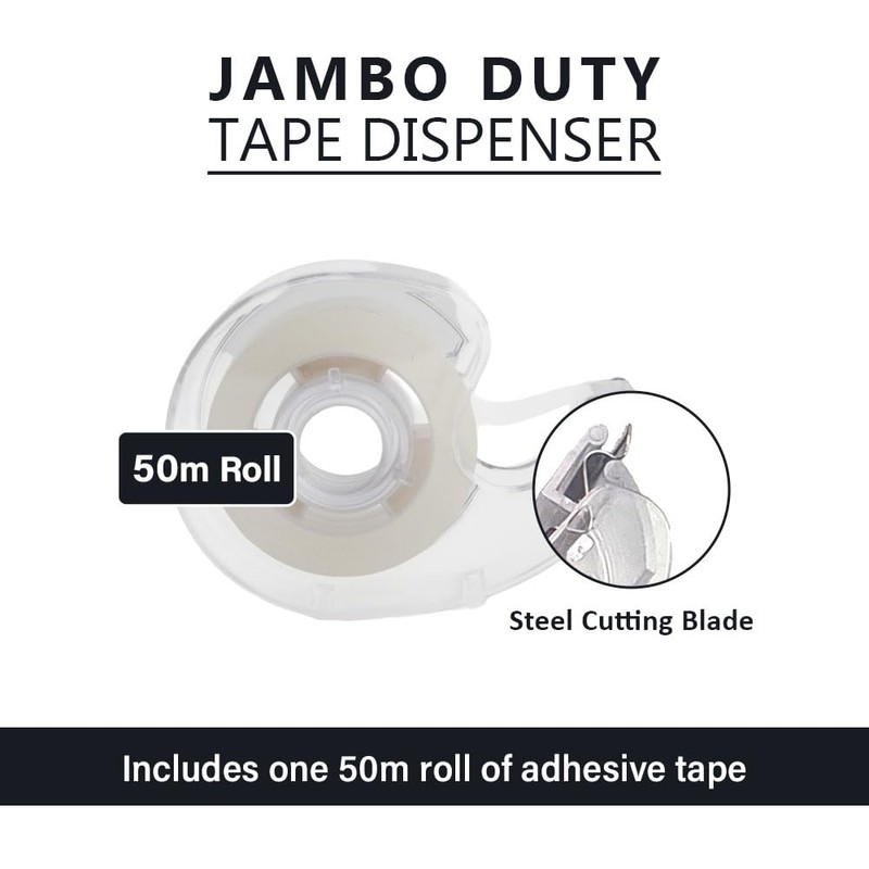 Jumbo Tape Dispenser with 50m Roll – Heavy Duty Plastic