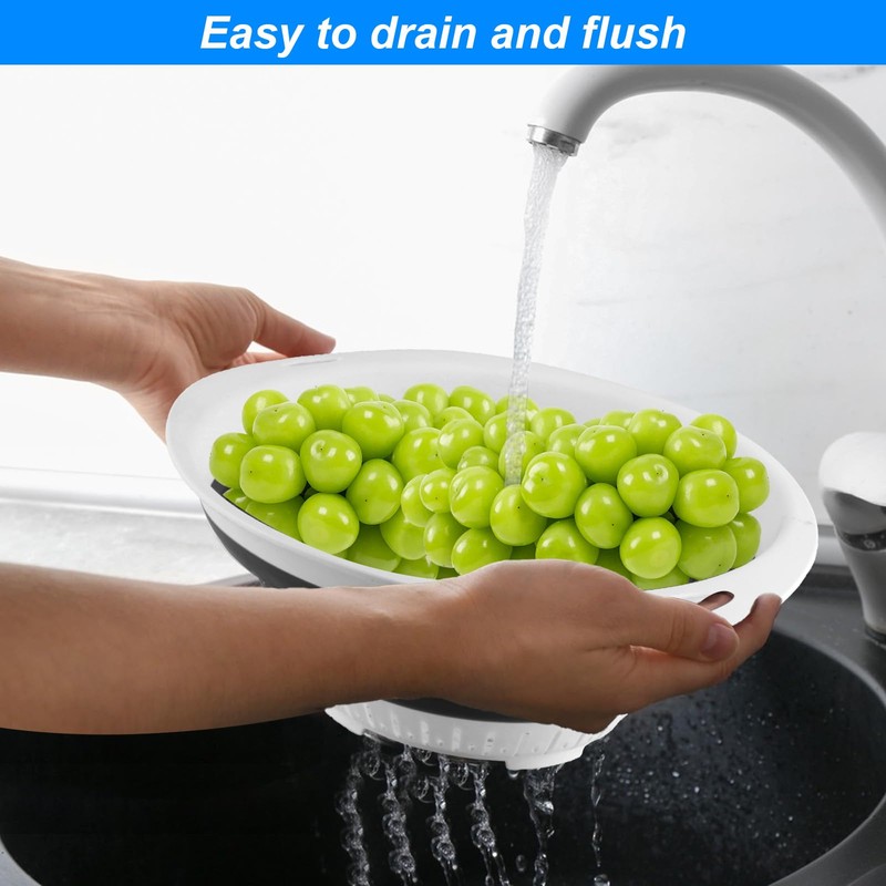 2 Pcs Collapsible Colander Sieve, Foldable Colander Strainers and Colanders