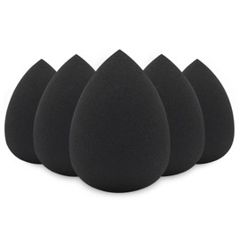 BEAKEY Makeup Sponge Set, Foundation Blending Beauty Sponge, Flawless for Liquid, Cream, and Powder, Latex Free and Vegan Makeup Sponges, 5 Pcs Black
