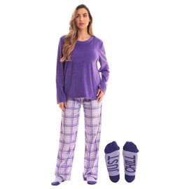 Just Love Womens Microfleece Pajama Pants Set with Socks 6734-10281-PUR-L