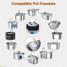 Cat Water Fountain Filters, 4 Filters+4 Sponge Replacement Filters for 108/3.2L and 67oz/2LStainless Steel Pet Water Dispenser for Dog (4 Sets)