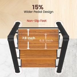 HBTower Step Ladder,Lightweight Aluminum Folding Step Stool with Anti-Slip Wide Pedal,330lbs Capacity Step Ladder for Household,Kitchen,Office - BlackWoodgrain