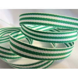 ABCD Grosgrain Ribbon - Emerald Green and White Stripes - 3/8" Wide - 10 Yards - Hair Bows & Holiday Crafts