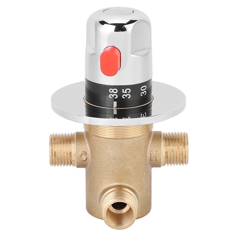 G1/2in 3 Way Brass Thermostatic Mixing Valve Faucet Temperature Mixer