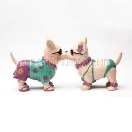 Chihuahua Beach Style 3 1/2'' tall Magnetic Salt and Pepper Shakers