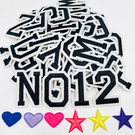 Jongdari Jongdari Iron On Letters and Numbers Patches for Clothing, 2" Embroidery Alphabet Letterman Jacket Patche A-Z & 0-9 Applique for Backpack & Fabric (Black 78pcs)