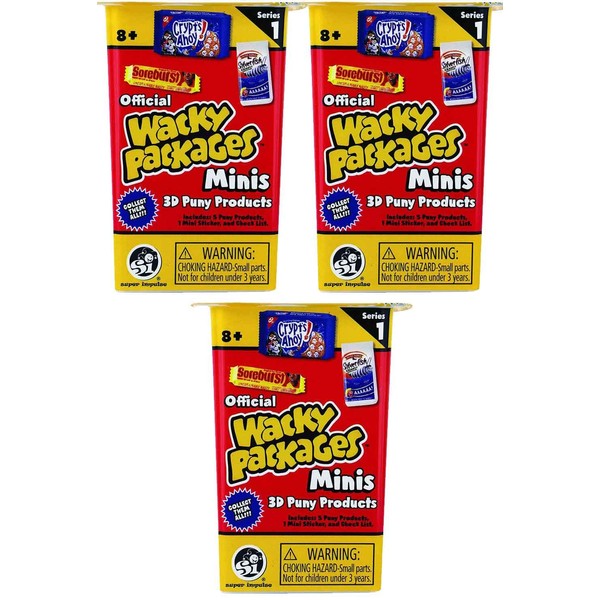 Worlds Smallest Wacky Packages Minis Series 1 Mystery Pack (Bundle of 3)
