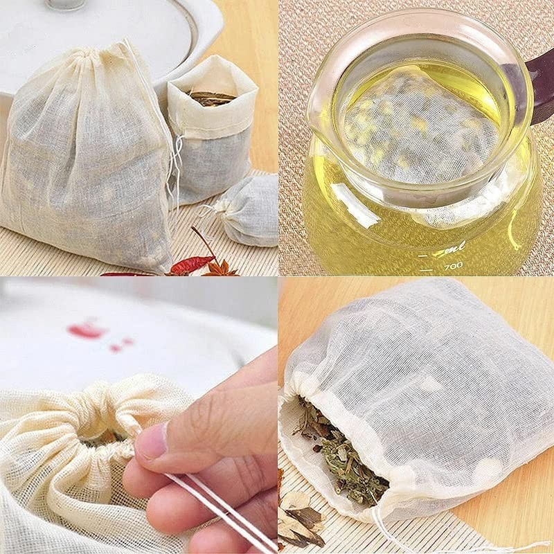 AKOAK 20 Pcs 4 x 3 Inches Muslin Drawstring Bags,Natural