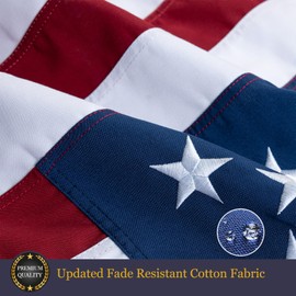 Homissor American Flag Cotton Flags 2x3 Ft Made in USA Flags Embroidered Star Heavy Duty US Flag Sewn Stripes for Indoor