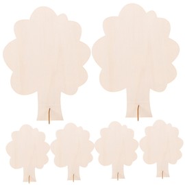NUOBESTY Wooden Trees for Crafts, Blank Cut-Outs, Pack of 6, Unfinished Decorative Trees for Party Decorations for Boys and Girls