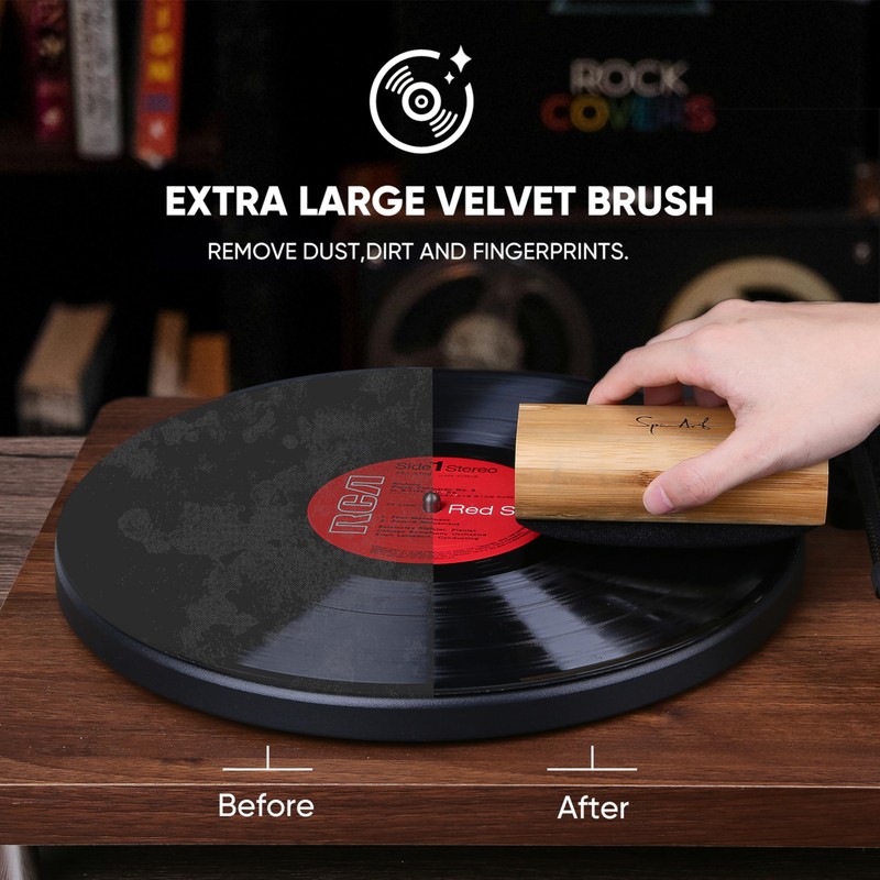 SpinArt Vinyl Record Cleaner Vinyl Record Cleaning Kit 8-in-1,Includes Soft
