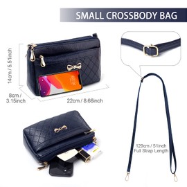 FULEI Umhängetasche Damen Klein Crossbody Bag Handtasche Blaue Tasche mit Verstellbarer Schultergurt