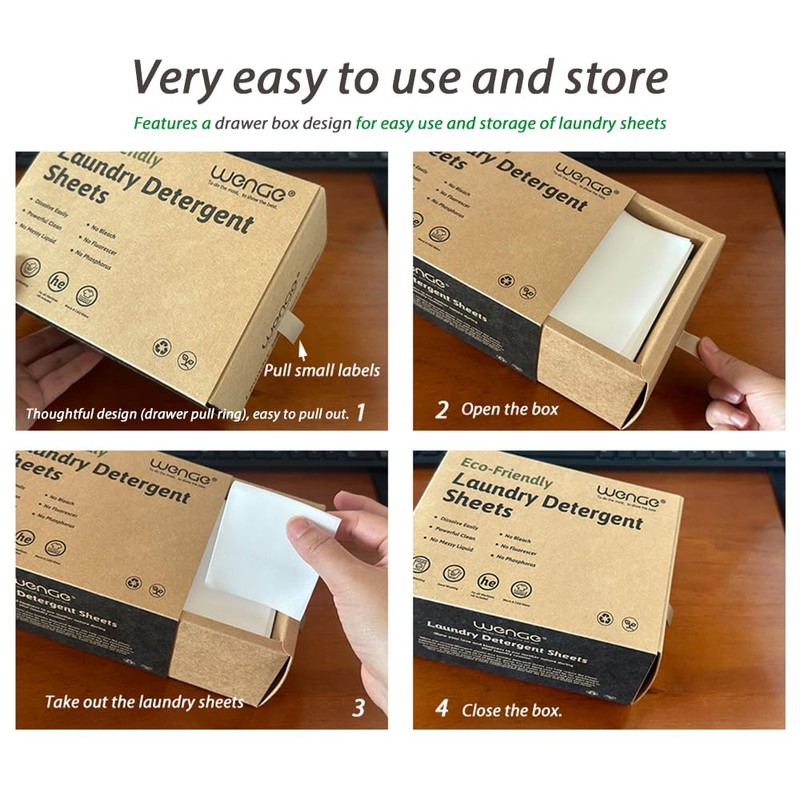 Wenge Laundry Detergent Sheets Eco-Friendly 240 Sheets No Plastic Jug,