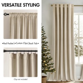 MIULEE Velvet Curtains 84 inches - Luxury Blackout Curtains for Bedroom Living Room Thermal Insulated Super Soft Window Drapes Rod Pocket & Back Tab, Beige, W52 x L84 inches, 2 Panels