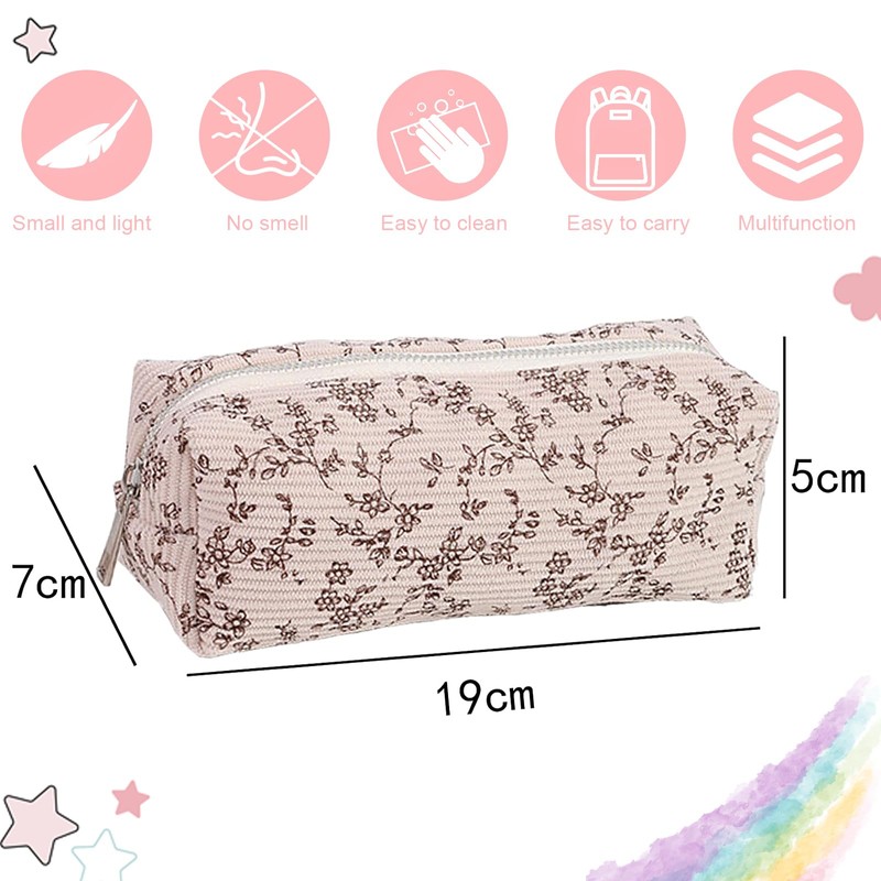 THXFUNAREA Federmäppchen,Federmappe Bleistift,Pencil Case,Blumenmuster Mäppchen ETU,die Cartoon-Tasche ist Klein und