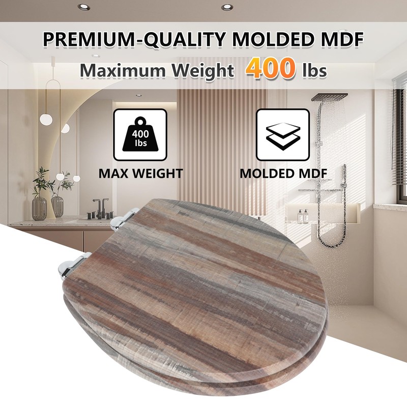 Angol Shiold Round Toilet Seat Molded Wood Toilet Seat with