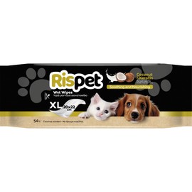 Rispet 54 x Extra Large Extra Large Coconut Keratin Cleaning Wipes for Dogs, Cats and Pets