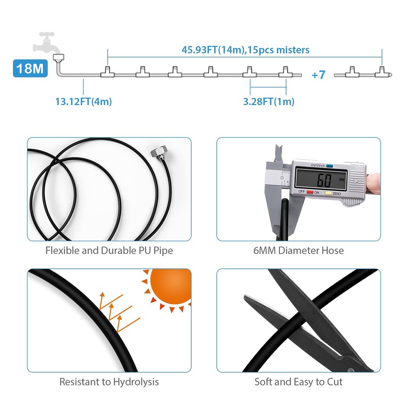 lifeegrn Misting Cooling System, Outdoor Misting System for Patio, 60