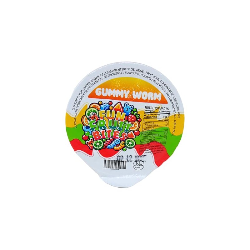 Fun Fruit Bites Gummy Worm Cup (Halal)