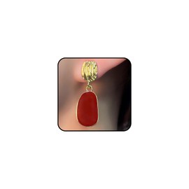 Burgundy Enamel Oval Dangle Earrings for Women Vintage Gold Hammered Geometric Drop Statement Earrings Retro Dripping Oil Earrings Red Fashion Jewelry (Gold)