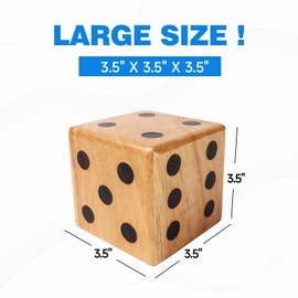 GSE 3.5-Inch Premium Oak Giant Yard Dice Set with Carrying Bag and Yardzee & Farkle Scorecard. Outdoor Backyard Lawn Game for Kids & Adults