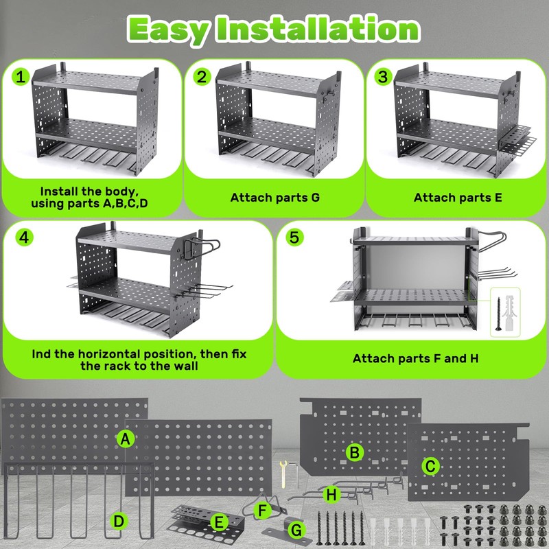Nathdy Adjustable Wall Mount Rack for Leaf Blower & Weed