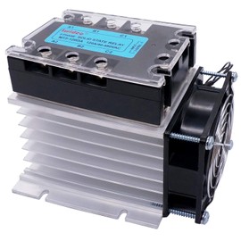 Twidec/3 Phase Solid State Relay 120DA SSR Relay DC to AC 40A 3-32VDC to 40-480V AC Relay + Aluminum Heat Sink + Electric Fan MT3-120DA-SF