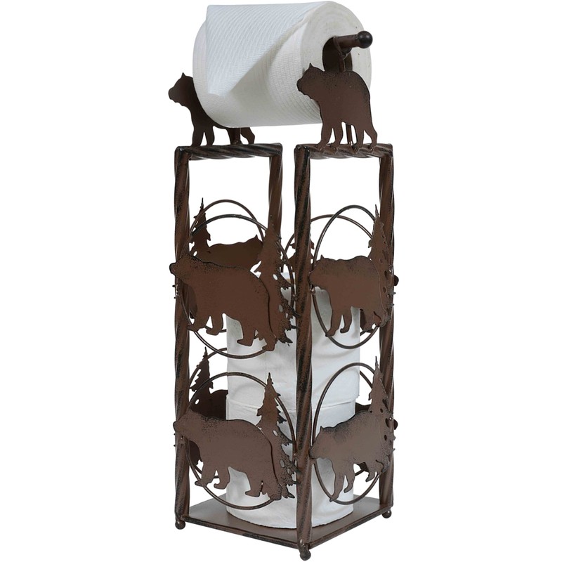 BLACK FOREST DECOR Pine Tree & Bears Toilet Paper Stand