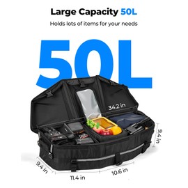 KEMIMOTO Upgraded ATV Cargo Bag, 50L ATV Front/Rear Rack Toolbox Trunk Cooler Bag Compatible with Can-am X3, Outlander Renegade 500 800 570 850 650 1000 MAX 500 (Black)