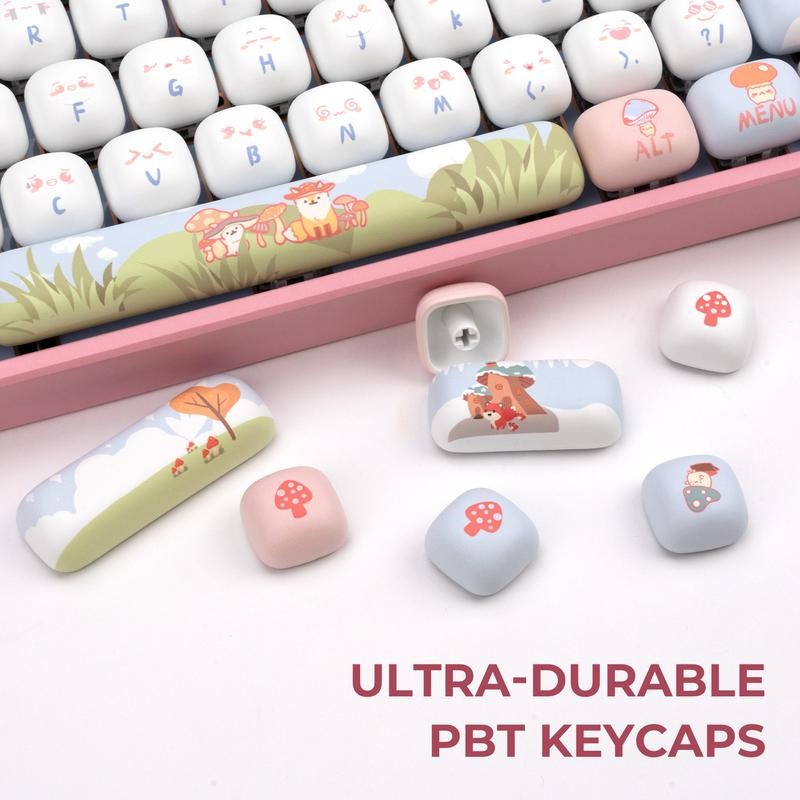 XVX Fox Party Pink Cute MOG Dye-Sub PBT Keycaps (138