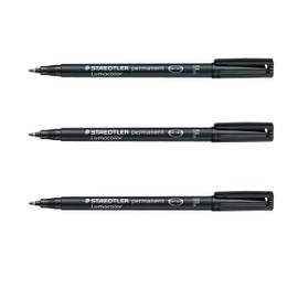 STAEDTLER Lumocolor 318F Permanent Markers Fine Tip Black Pack of 3
