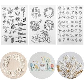 75 count Stick and Stitch Embroidery Paper Designs 3 Sheets A4 Water Soluble Stabilizer for Embroidery Patterns Adhesive Embroidery Transfer Paper with Pre-Printed Flower Leave Butterfly for Hand Sewing