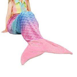 Catalonia Classy Mermaid Tail Blanket, Soft Warm Plush Fleece Sleeping Bag Snuggle Blanket for Teens 155 x 48 cm (61" x 19") Rainbow Ombre, Fish Scale Pattern