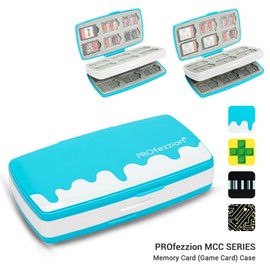 PROfezzion Memory Card Case 36 Slots SD Card Storage Case Anti-Shock SD Card Case for 12 x SD SDHC SDXC + 24 x Micro SD SDHC SDXC/TF Card Storage Blue