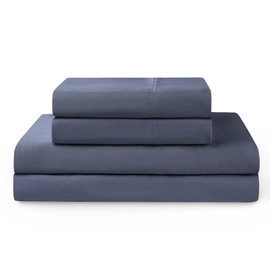 YnM Cooling Bed Sheet Set with 100 Percent Rayon Derived from Bamboo, 400TC Fabric with 1 Pillowcase and Flat Sheet, Deep Pocket Fit 19'', Silky-Soft & Sweat Wicking, 3 Piece (Twin XL, Blue Grey)