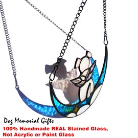 Ystarsczn Stained Glass Angel Wings Dog Memorial Gfts for Loss of Dog Sympathy Remembrance Suncatcher, Rainbow Bridge Pet Memorial Gifts for Bereavement in Memory of Pet Loss Passing Away Ornament
