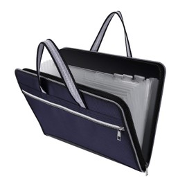 Expanding File Folder, A4 Waterproof Document Organizer with 13 Pockets Portable Zipper Accordion File Folder Bag for Office School Travel, Blue