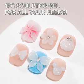 MIZHSE 3D Gel for Nails, 30g White Solid Sculpting Gel Non Stick Hand 3D Carving Nail Art for DIY Salon at Home Need Lamp Cure